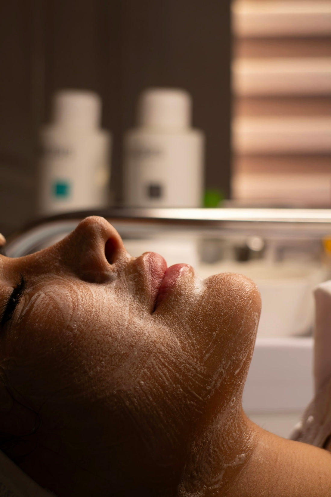 Gentle foam cleansing on skin, illustrating a dermatologist-approved acne skincare routine